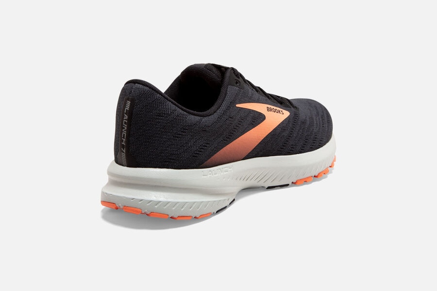 Brooks Running Shoes - Launch 7 Road Womens - Black/Orange - QXS-065231